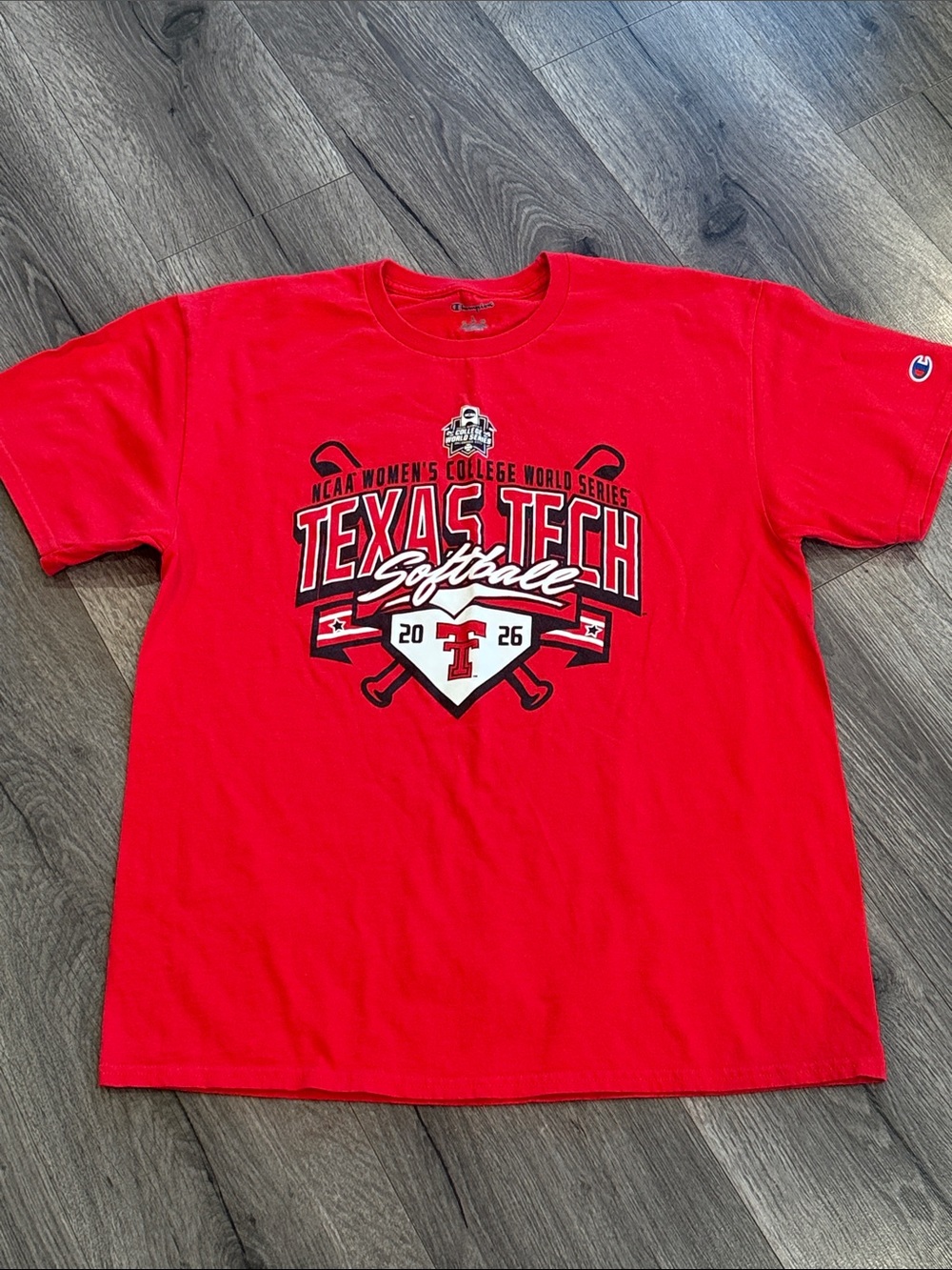 Champion Red Texas Tech Softball Graphic Tee College World Series 2026